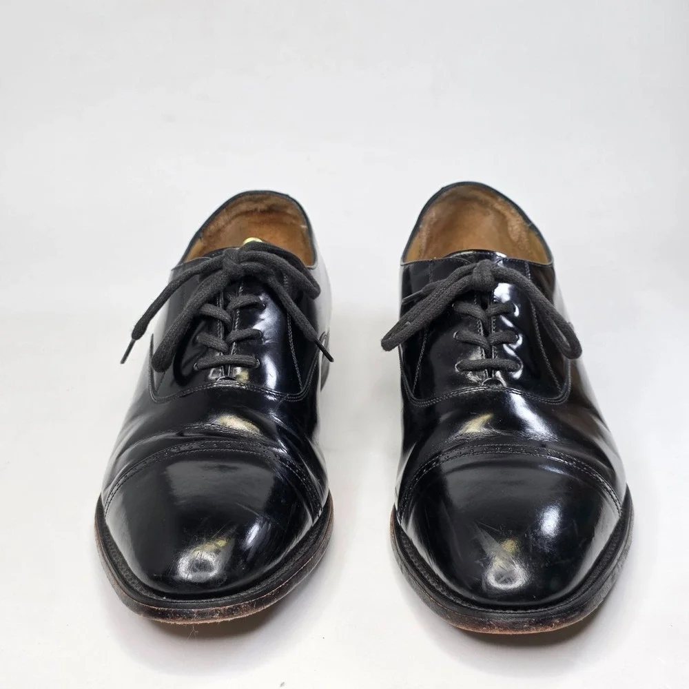 Johnston & Murphy Men's 10.5 N Black Leather Cap-toe Oxford Dress Shoes